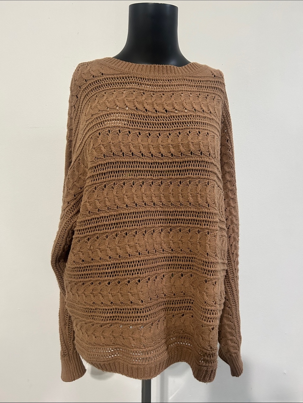 Cyrus Brown Openwork Crew Neck Sweater